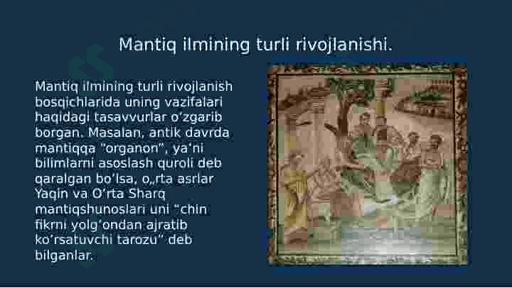 MANTIQ ILMINING PREDMETI, ASOSIY QONUNLARI. 8