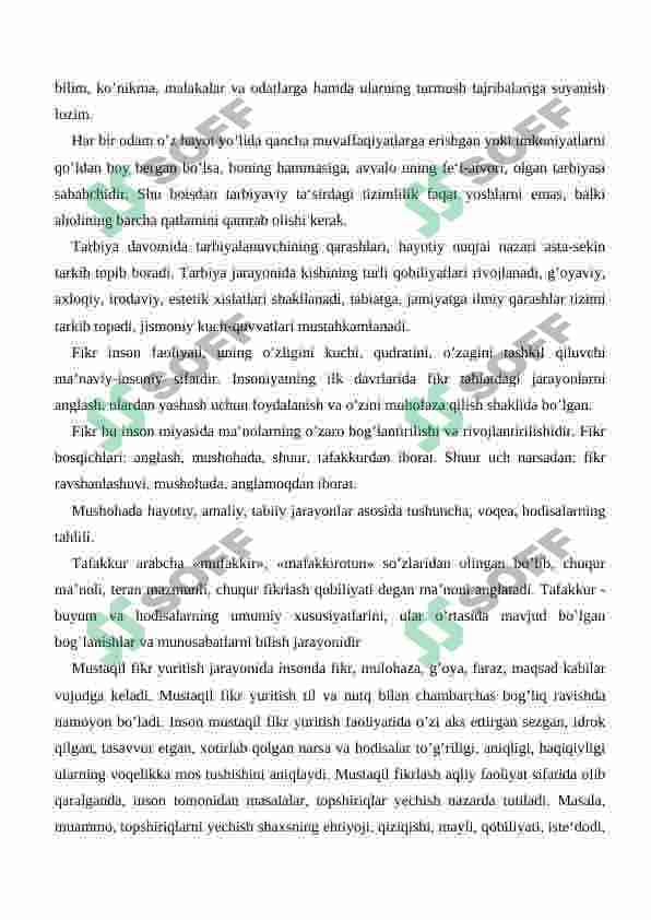 TARBIYAVIY JARAYONDA G'OYAVIY SIYOSIY AXLOQIY TARBIYANI TASHKIL ETISH 8
