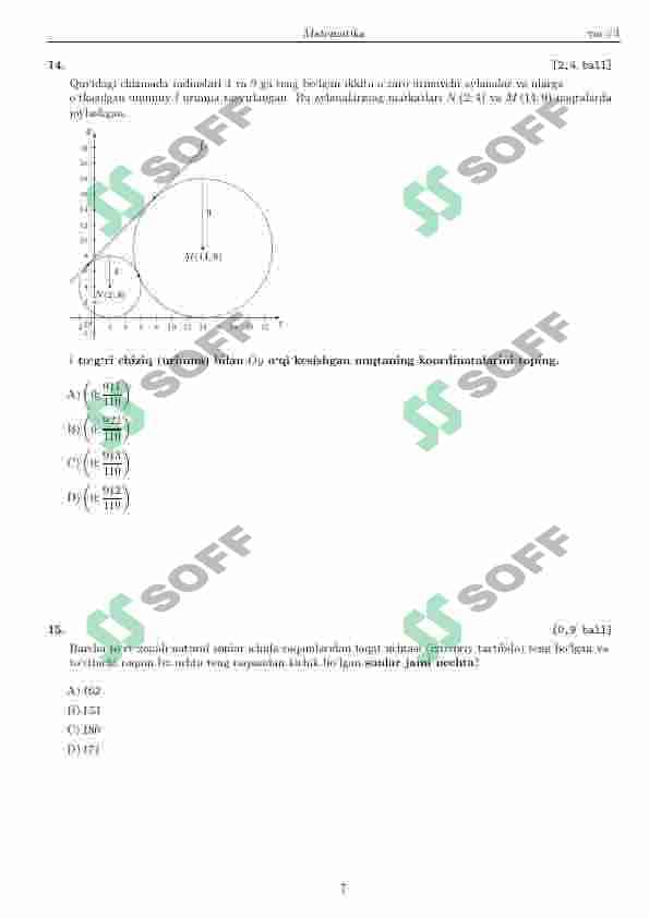 DTM MATEMATIKA TUSHGAN TESTLAR 7