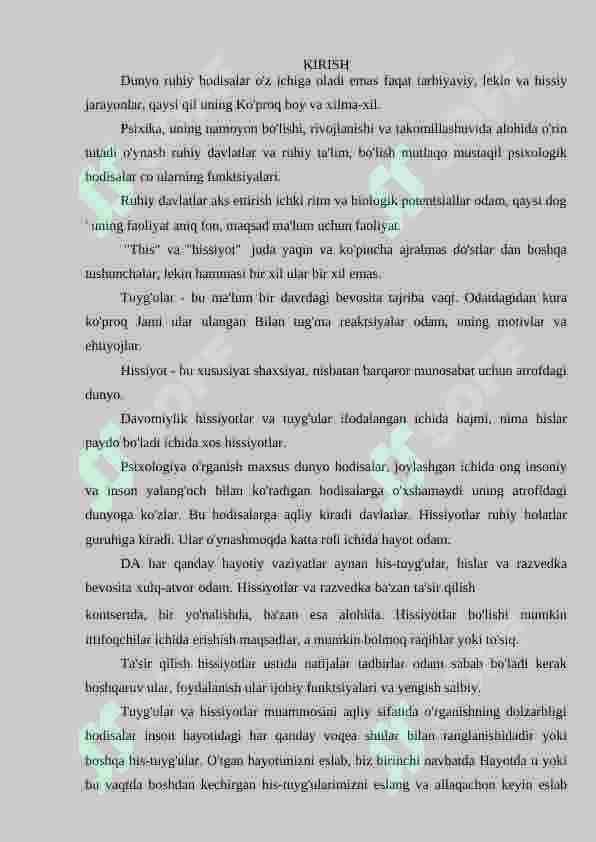 Nazariy vakillik haqida hissiyotlar va his-tuyg'ular. Ta'rif hissiyotlar va tuyg'ular ichida psixologiya. Tushuncha haqida hissiyotlar va his-tuyg'ular. Fiziologik asoslar hissiyotlar va his-tuyg'ular. Tasniflash hissiyotlar va his-tuyg'ular. Xususiyatlari ko'rinishlari hissiyotlar va tuyg'ular ichida hayot shaxs. 2