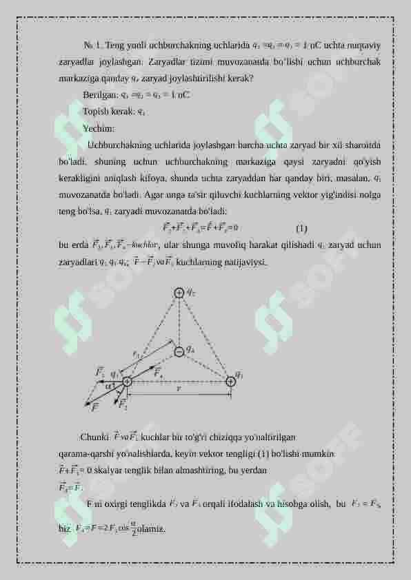 fizika masalalar yechish misollar 2
