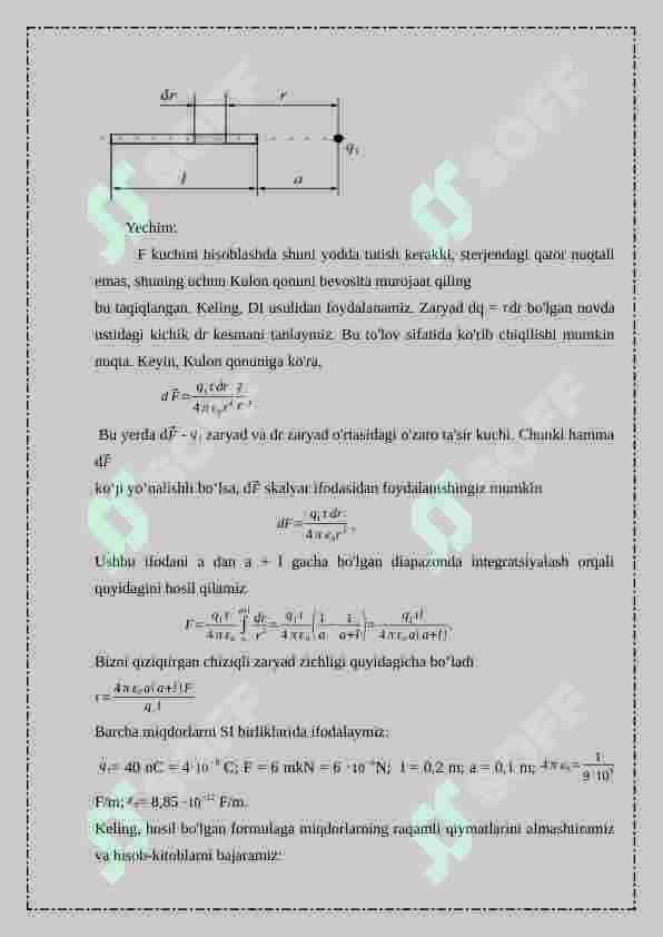 fizika masalalar yechish misollar 4