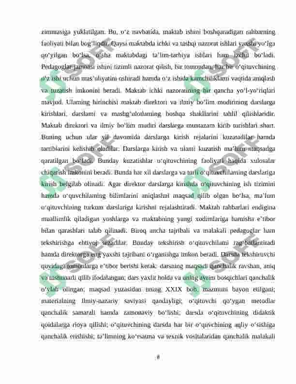 Maktabni boshqarish va unga rahbarlik qilishning qonun-qoidalari 8