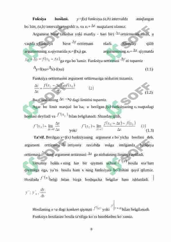 Diffеrеnsiаl hisоbning аsоsiу tеоrеmаlаri vа uni misоllаr оrqаli tushuntirishning mеtоdik аsоslаri 8