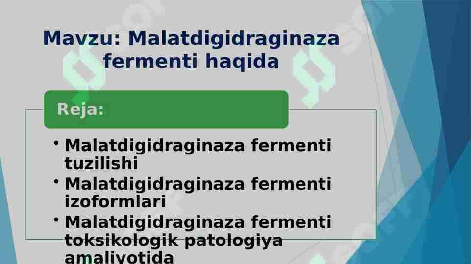 Malatdigidraginaza fermenti haqida