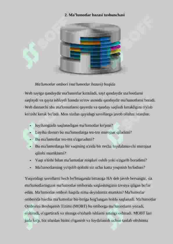 “Maktab nomli ma’lumotlar bazasini yaratish hamda infologik va datalogik loyihalash” 6