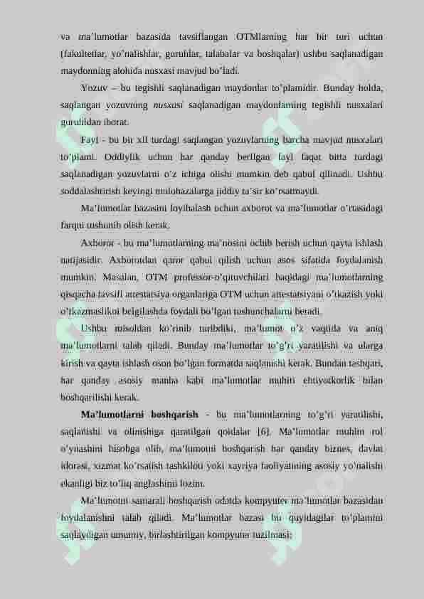 “Maktab nomli ma’lumotlar bazasini yaratish hamda infologik va datalogik loyihalash” 8