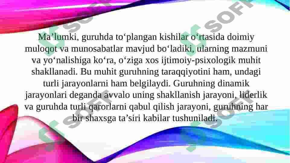 Kichik guruhlardagi dinamik jarayonlar 2