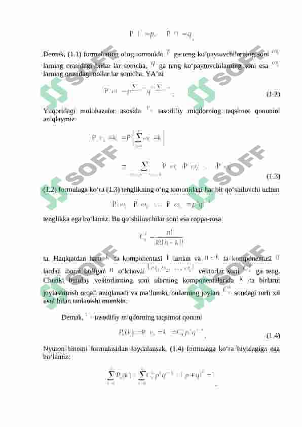 Polinomial sxema. Tajribalarning o’zgaruvchan shartlarida Bernulli sxemasi 4