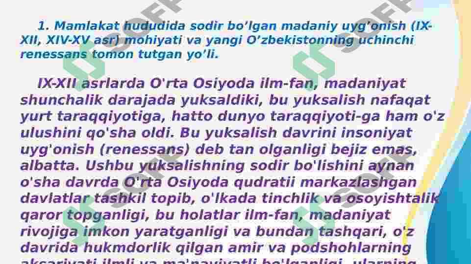 MUSTAQILLIK YILLARIDA O‘ZBEKISTONNING MA’NAVIY VA MADANIY TARAQQIYOTI 3