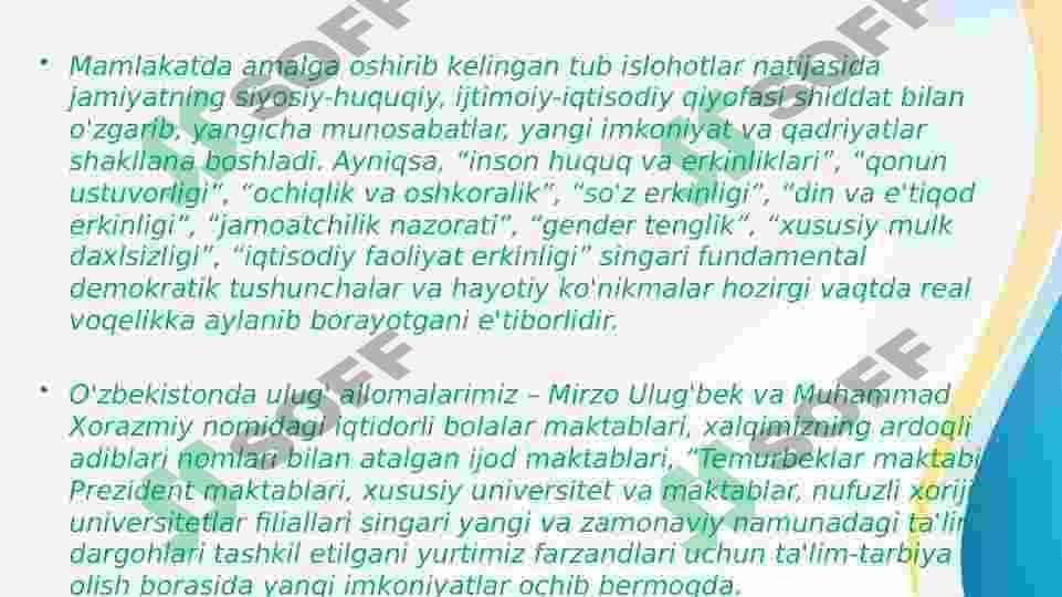 MUSTAQILLIK YILLARIDA O‘ZBEKISTONNING MA’NAVIY VA MADANIY TARAQQIYOTI 6