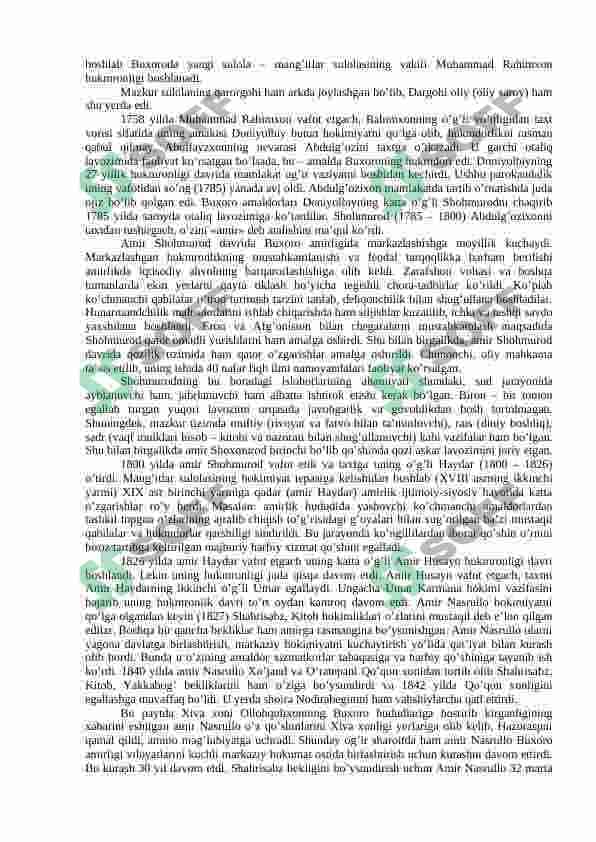 Mang’itlar sulolasi hukmronligi davrida davlat boshqaruvi va ma’muriy tizimi 2
