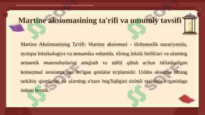Martine aksiomasining leksik va semantik tuzilishi. 8