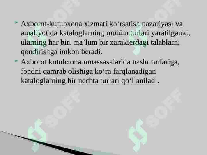 Axborot kutubxona kataloglarining vujudga kelishi, ularning turlari ahamiyati va kutubxona ishida tutgan o‘rni 7