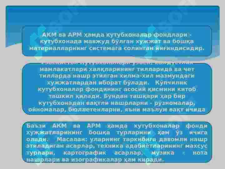 Axborot kutubxona fondini o‘ziga xos belgi va xususiyatlari. 3