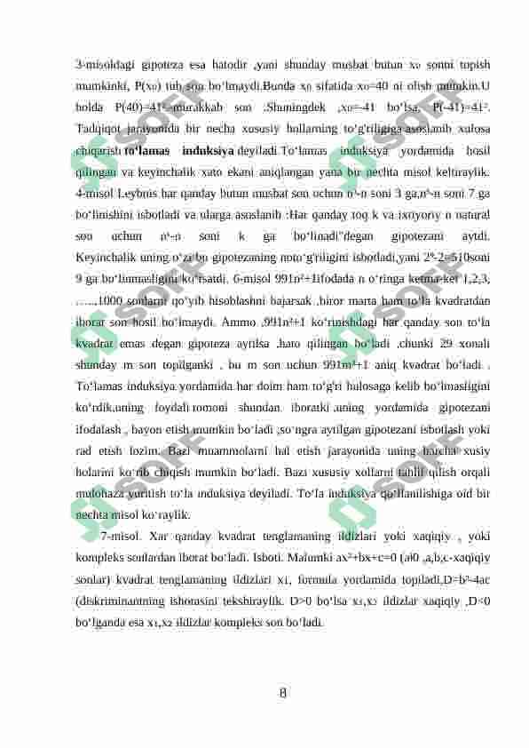 Matematik induksiya metodi 8