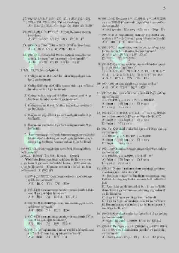 Matematika Oq Toʻplam 5