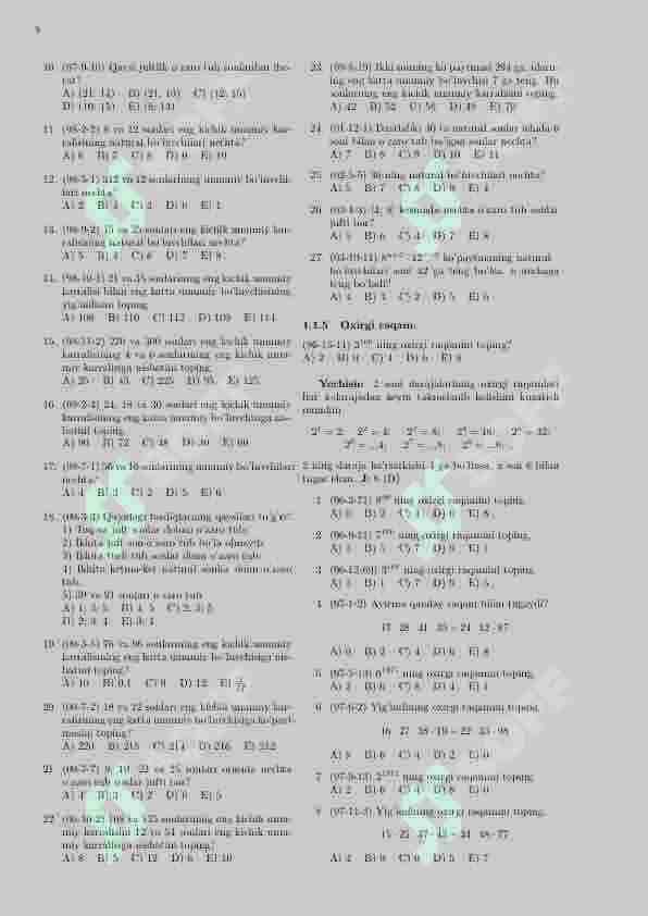 Matematika Oq Toʻplam 8