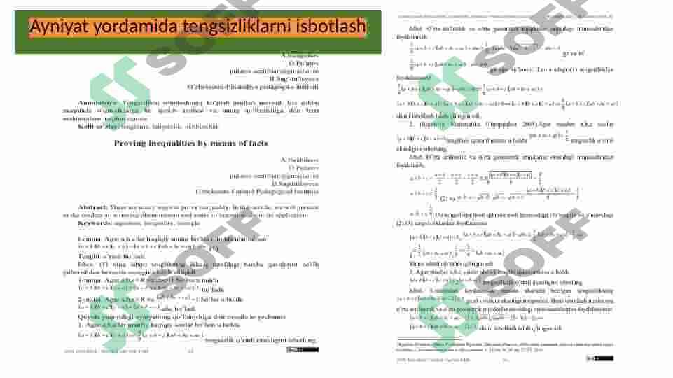 Tengsizliklarni isbotlash. Tengsizliklar tengkuchliligi 4