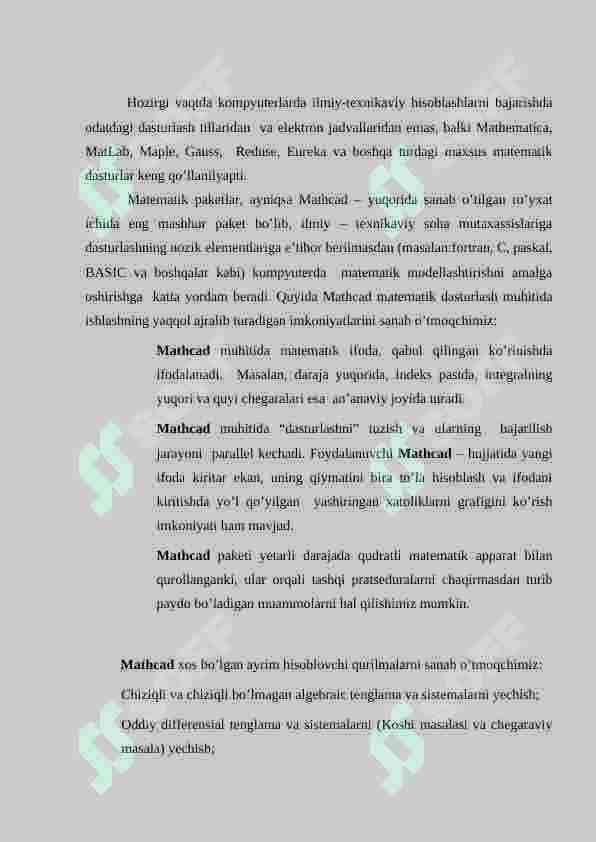 MathCAD dasturi 2
