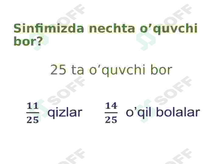 maxraji 3 4 5 6 8 12 bo'lgan kasrlarni yarim ulushi bilan taqqoslash 2