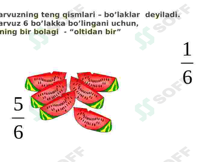 maxraji 3 4 5 6 8 12 bo'lgan kasrlarni yarim ulushi bilan taqqoslash 3