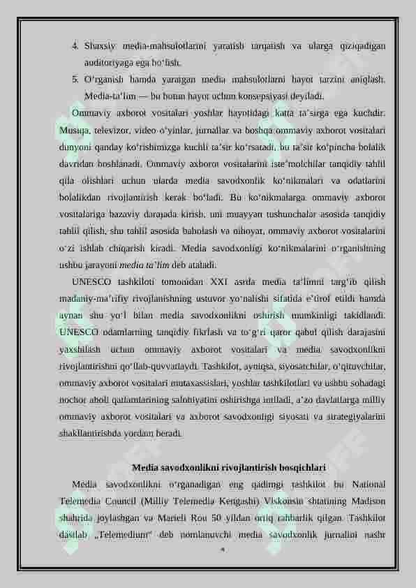 O’zbekiston ta’lim tizimida Media savodxonlik va axborot madaniyati 4