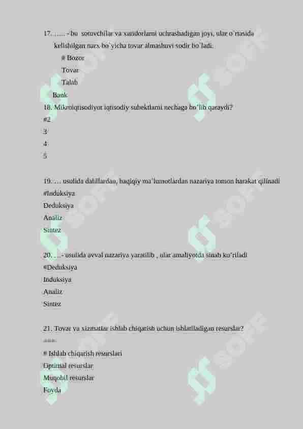 makroiqtisodiyot 100 talik test javoblari bilan 5