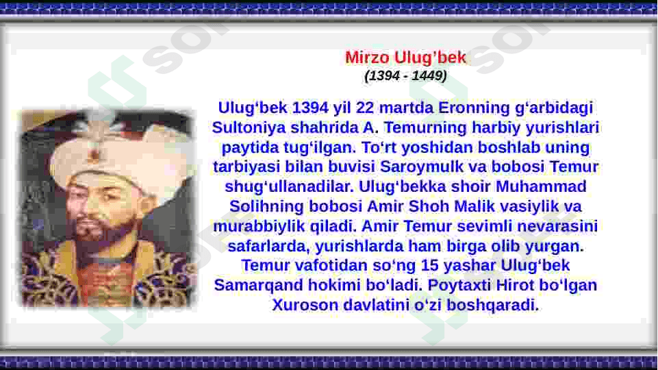Mirzo Ulug'bek "To'rt ulus tarixi" 2