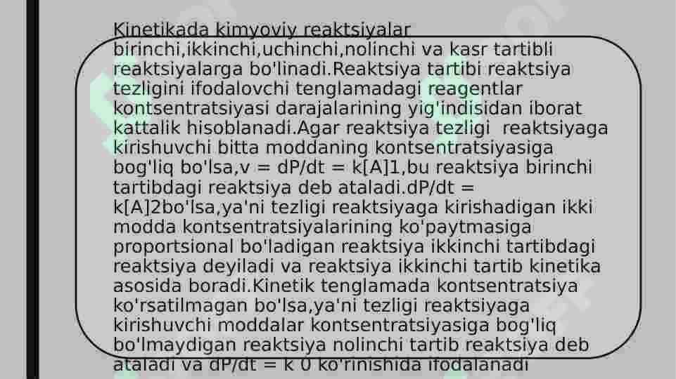 Oddiy fermentativ jarayonlar kinetikasi. Mixaelis tenglamasi va uning modifikatsiya shakllari 3