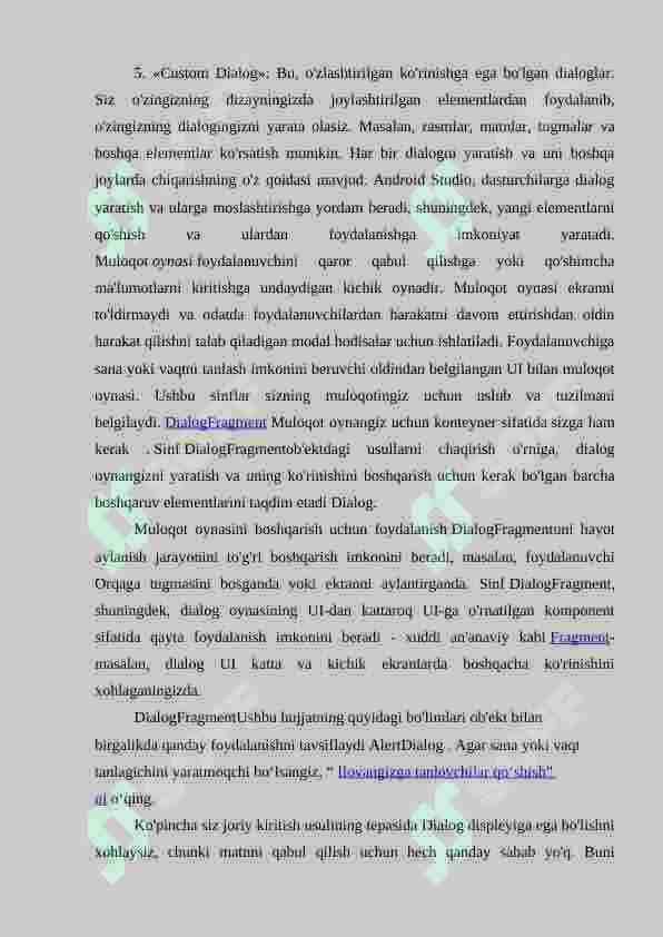RO’YXATLI, TANLAGICHLI, FLAJOKLI ALERTDIALOG BILAN ISHLASH 4
