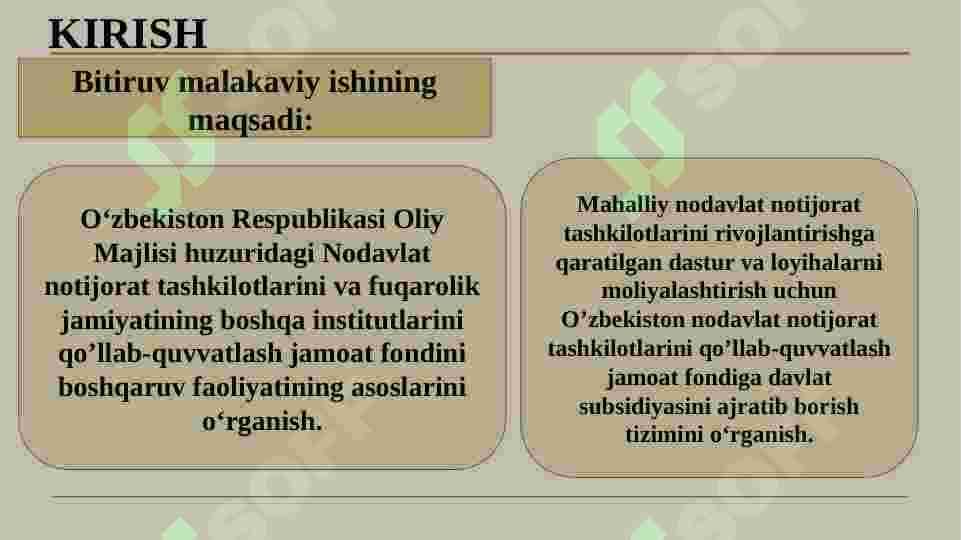 O’ZBEKISTONDA  NODAVLAT  NOTIJORAT  JAMOAT TASHKILOTLARINING  ISH  FAOLIYATI 4