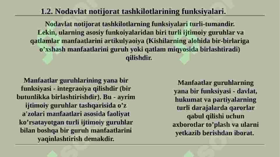 O’ZBEKISTONDA  NODAVLAT  NOTIJORAT  JAMOAT TASHKILOTLARINING  ISH  FAOLIYATI 8