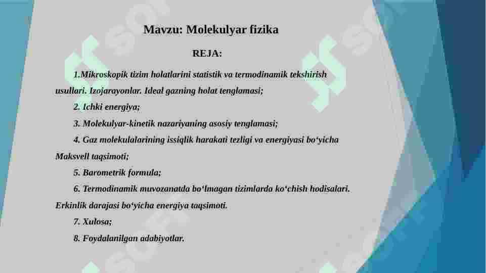 Molekulyar fizika 2