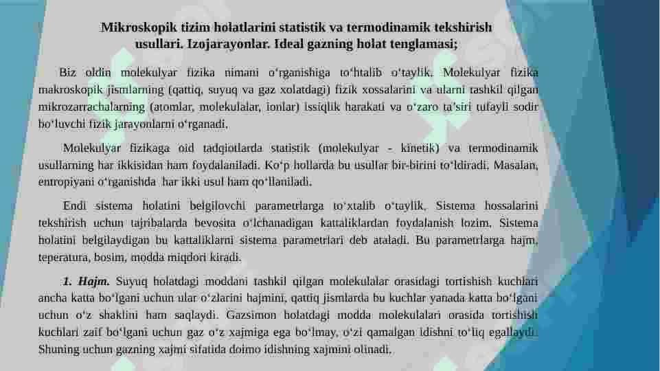 Molekulyar fizika 3