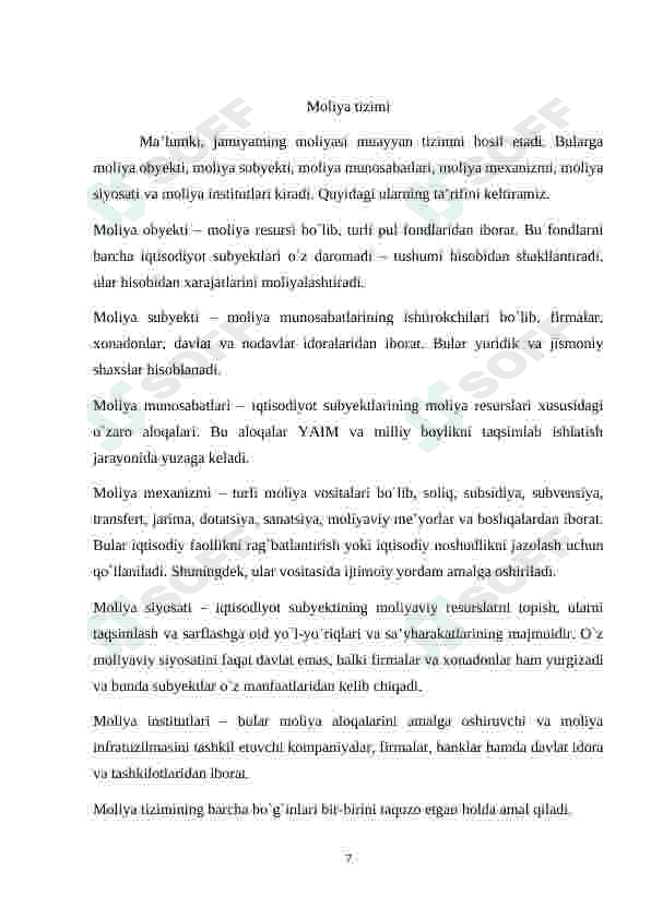 Moliya tizimini isloh qilishda innovatsiyalardan foydalanish. 7