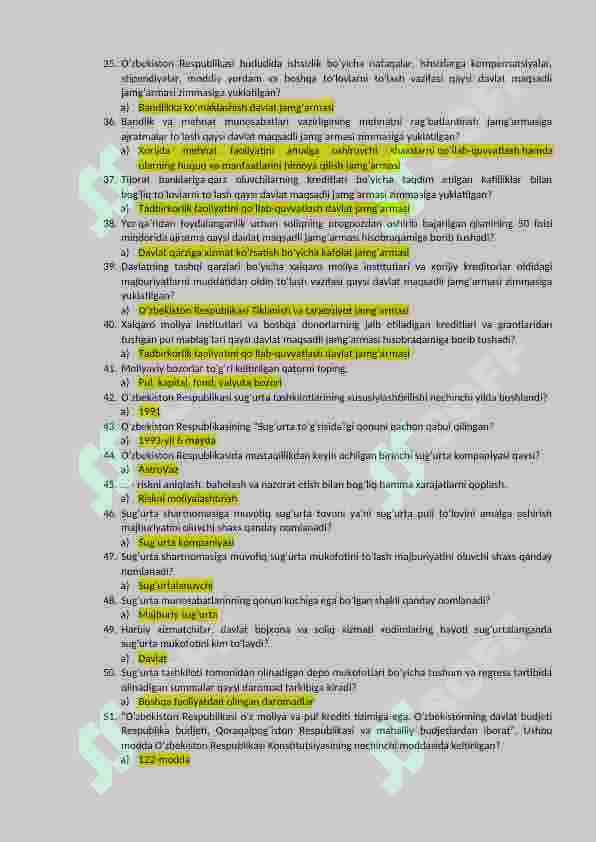 moliya fanidan 200 ta savolga javob 3