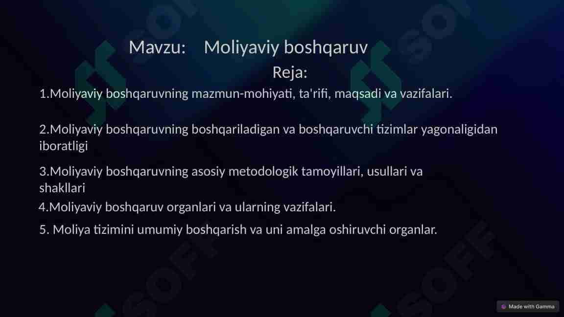 Moliyaviy boshqaruv 1