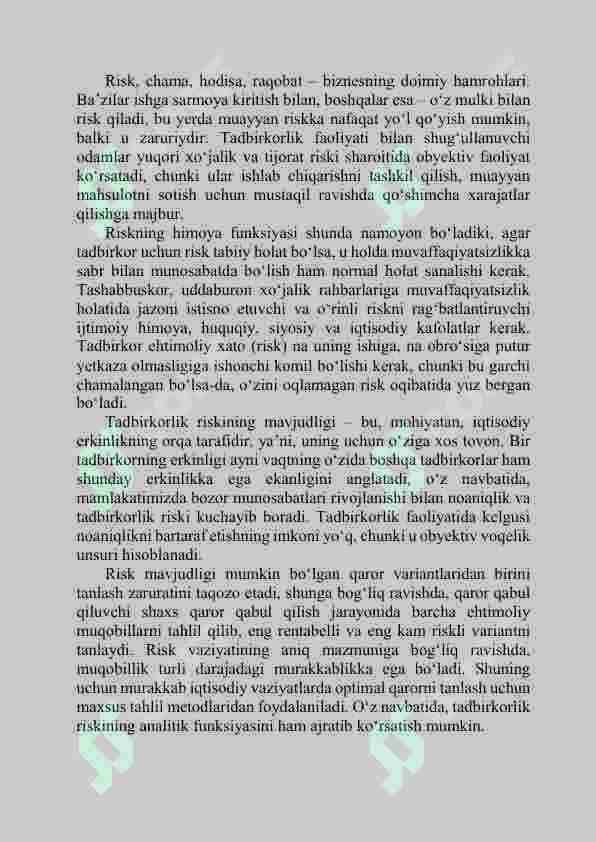 MOLIYAVIY RISKLARNING MAZMUN-MOHIYATI VA TASNIFLANISHI 6
