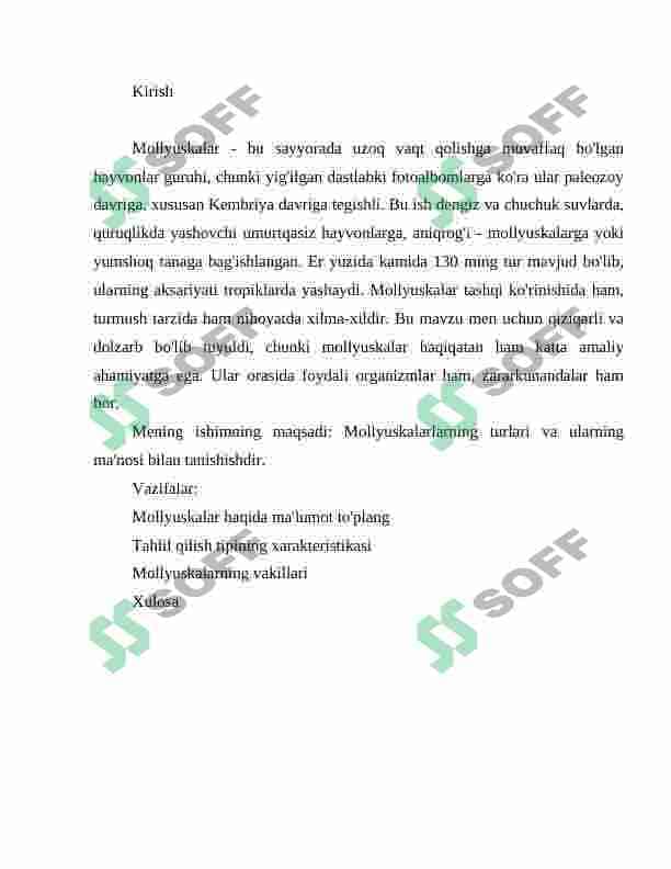 Mollyuskalar sistematikasi va kelib chiqishi 2