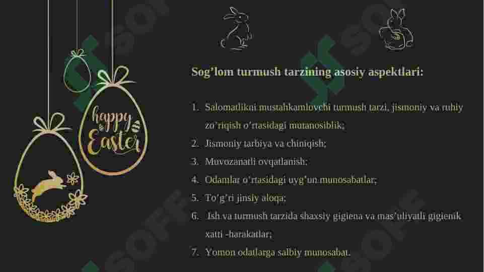 Sog‘lom turmush tarzi tushunchasining tashkil topishi, salomatlik bilan bog‘liq tavakkalchilik omillari. 6