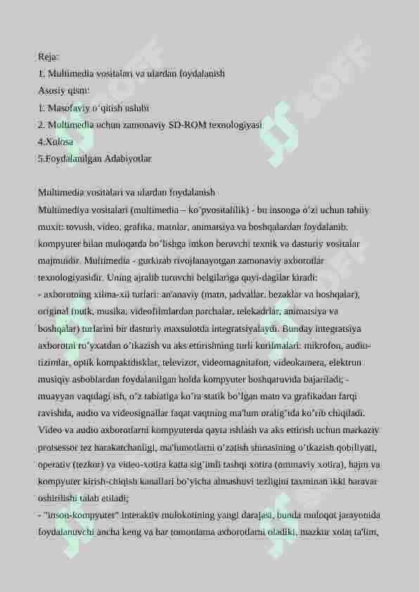 Multimedia xizmatlarida axborotlarni qo’llash 2