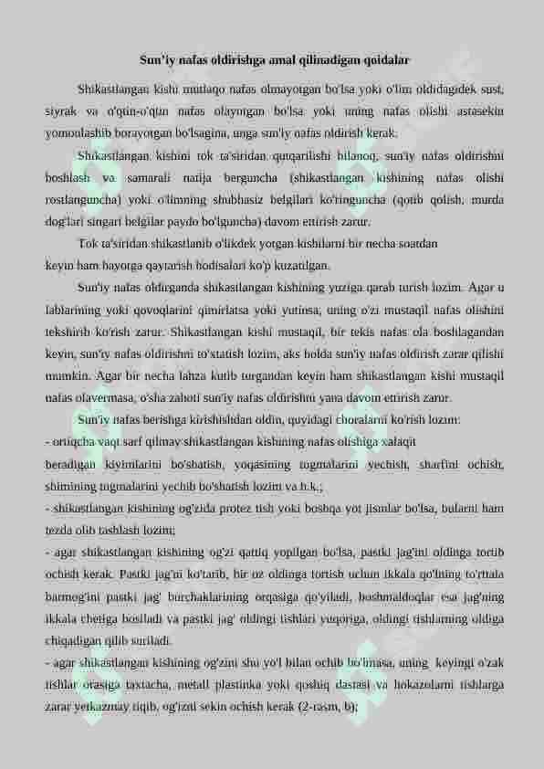 Elektr tokidan yoki boshqa jarohatlardan zararlanganlarga birinchi yordam ko‘rsatish. 3
