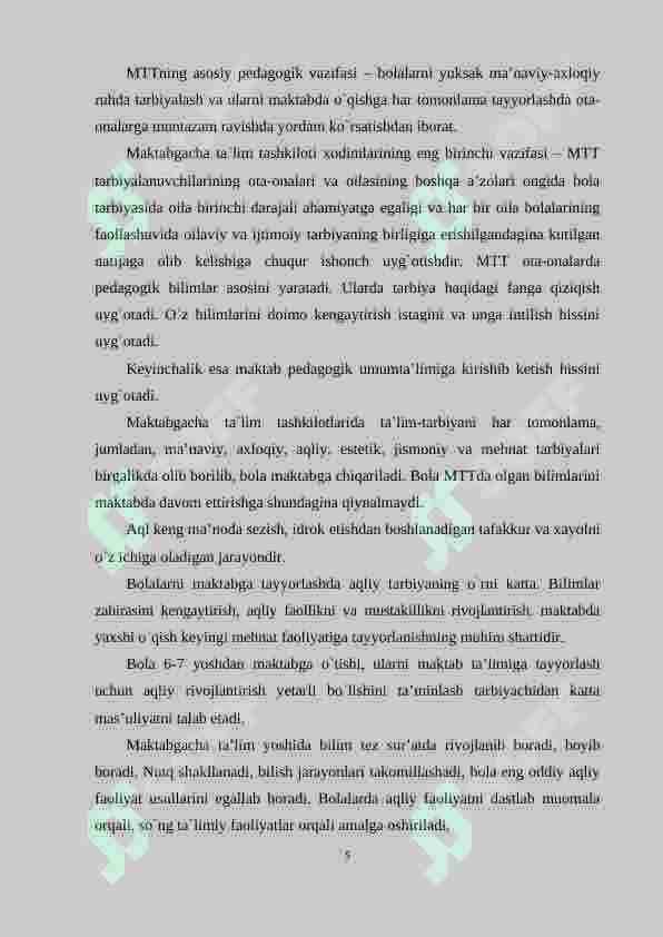 MAKTABGACHA TA’LIM MUASSASASI, OILA VA MAKTAB HAMKORLIGI 5
