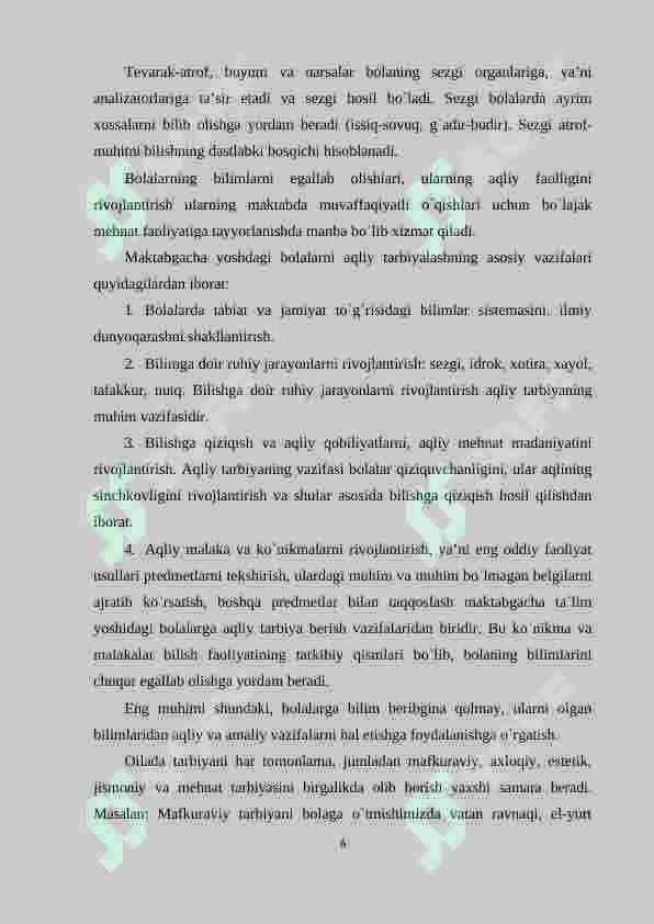MAKTABGACHA TA’LIM MUASSASASI, OILA VA MAKTAB HAMKORLIGI 6