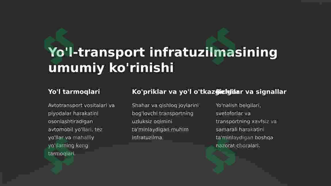 Avtomobil transportining iqtisodiyotni rivojlantirishdagi ahamiyati o‘rganish 2
