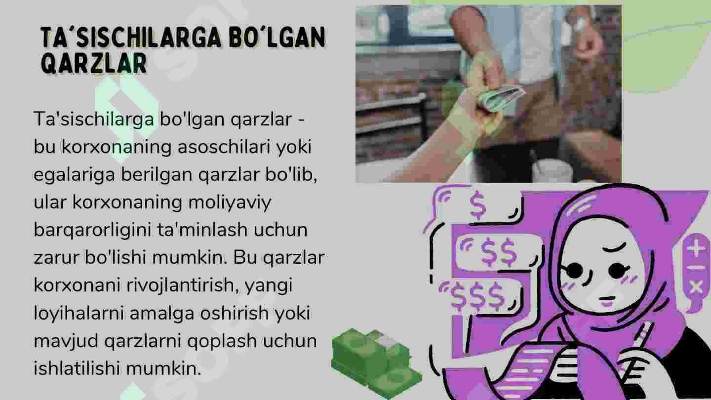 Tasischilarga bo'lgan qarzlarni hisobga olish, kredit va qarzlarni hisobga olish 2