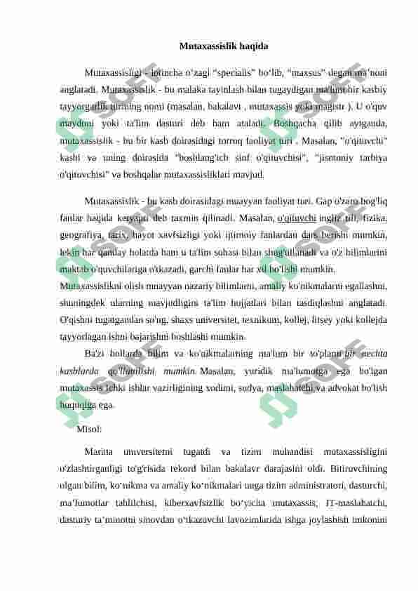 Mutaxassislik 2
