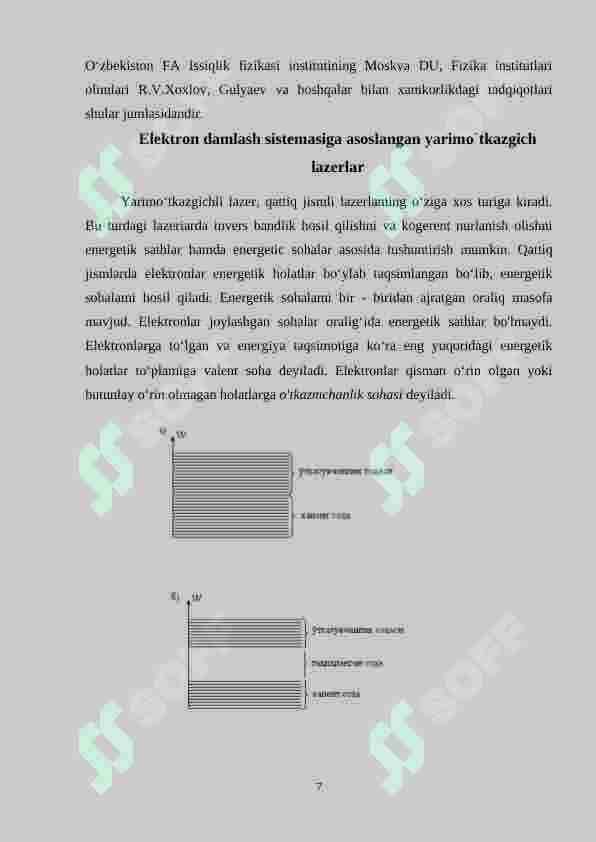 Elektron damlash sistemasiga asoslangan yarimo`tkazgich lazerlar 7