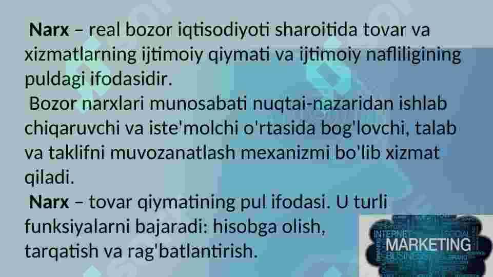 Narx va narx siyosati 2